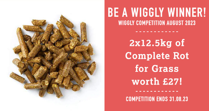 WIN WITH WIGGLY AUGUST 2023 – 2x12.5kg of Complete Rot for Grass worth £27!