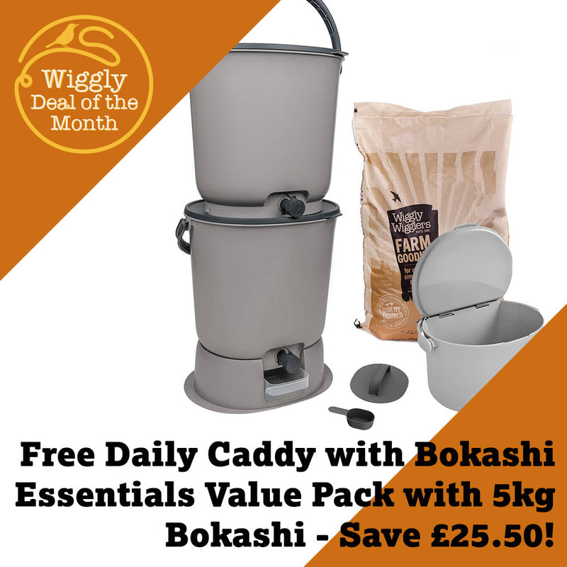 Our Deal of the Month AUGUST 2025 - Free Daily Caddy with Bokashi Essentials Value Pack with 5kg Bokashi - Save £25.50!