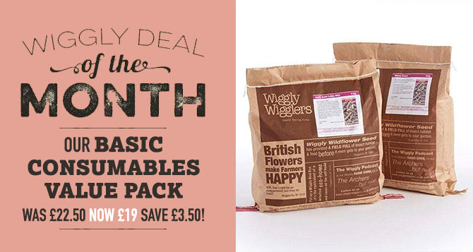 Wiggly Deal of the Month July 2022 - Basic Wormery Consumables Pack for £19 SAVE £3.50!