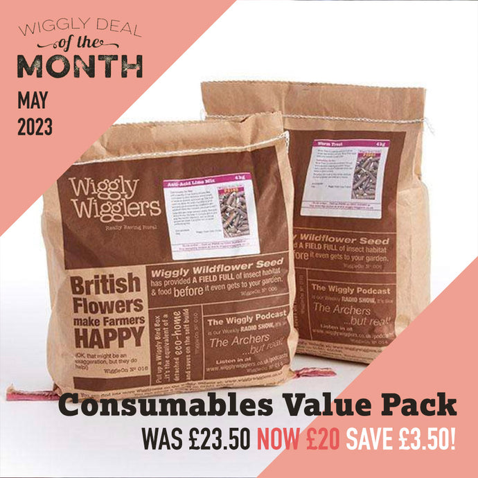Wiggly Deal of the Month May 2023 - Basic Wormery Consumables Pack for £20 SAVE £3.50!