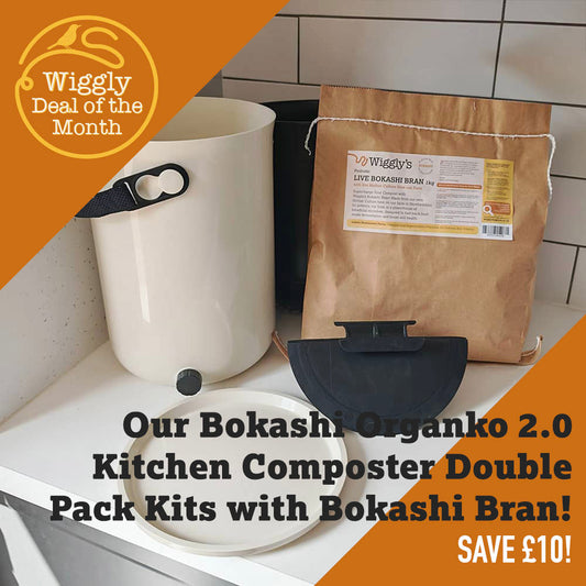 Our Deal of the Month SEPTEMBER 2026 - £10 off our Bokashi Organko 2.0 Kitchen Composter Double Pack Kit with LIVE Bokashi Bran!