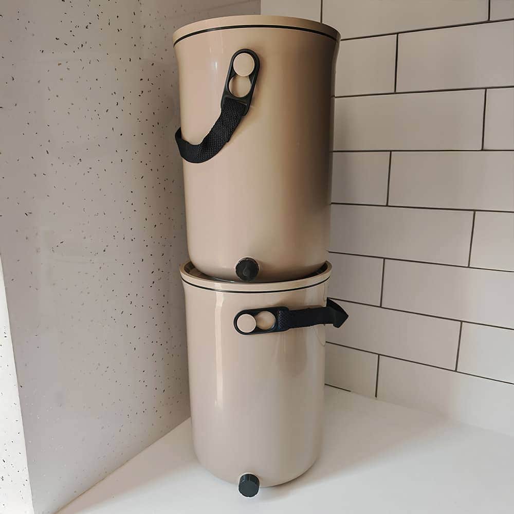 Wiggly Organko 2.0 Bokashi Compost Kitchen Waste Value Pack - Cappuccino (2 Bins) + 5kg Bokashi