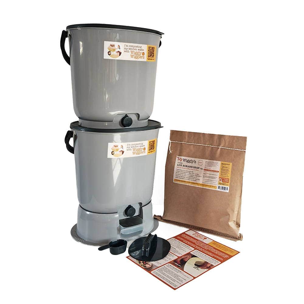 Wiggly Bokashi Organko Essential Compost Kitchen Waste Value Pack - Grey
