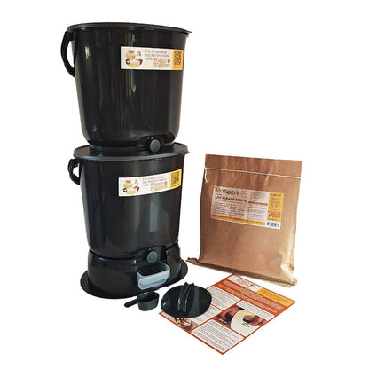 Wiggly Bokashi Organko Essential Compost Kitchen Waste Value Pack - Black