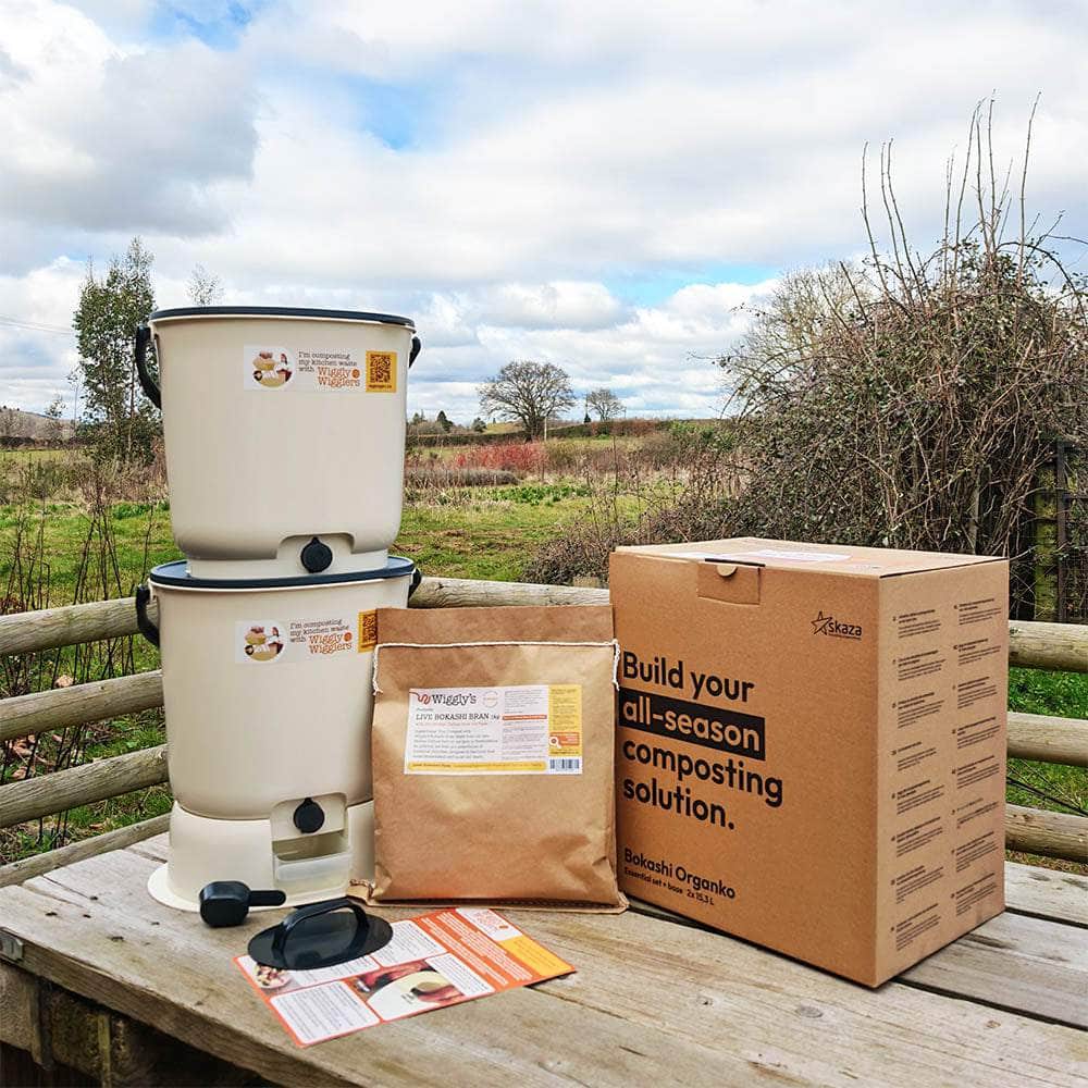 Wiggly Bokashi Organko Essential Compost Kitchen Waste Value Pack …with 1kg of Bokashi / Cream