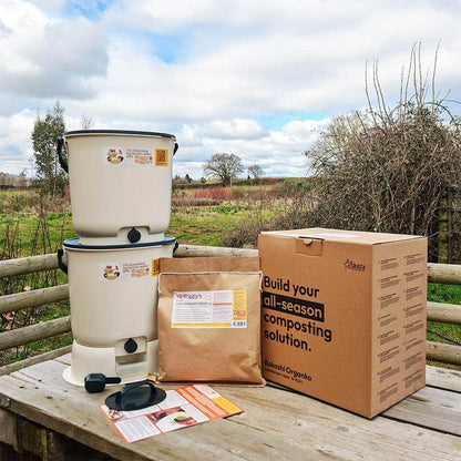 Wiggly Bokashi Organko Essential Compost Kitchen Waste Value Pack …with 1kg of Bokashi / Cream