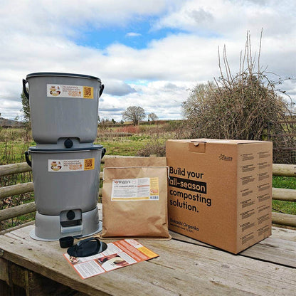 Wiggly Bokashi Organko Essential Compost Kitchen Waste Value Pack - Grey