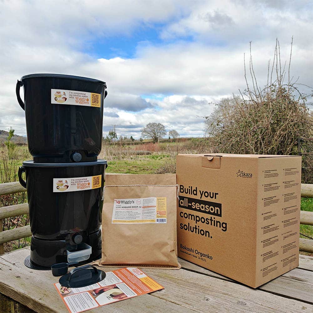 Wiggly Bokashi Organko Essential Compost Kitchen Waste Value Pack - Black