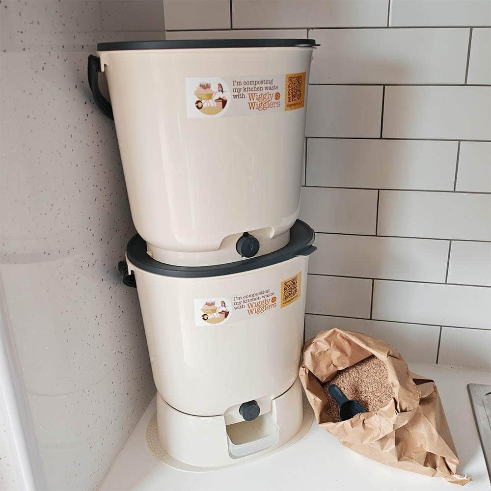 Wiggly Bokashi Organko Essential Compost Kitchen Waste Value Pack - Cream White