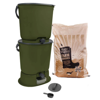 Wiggly Bokashi Organko Essential Compost Kitchen Waste Value Pack …with 5kg of Bokashi / Olive