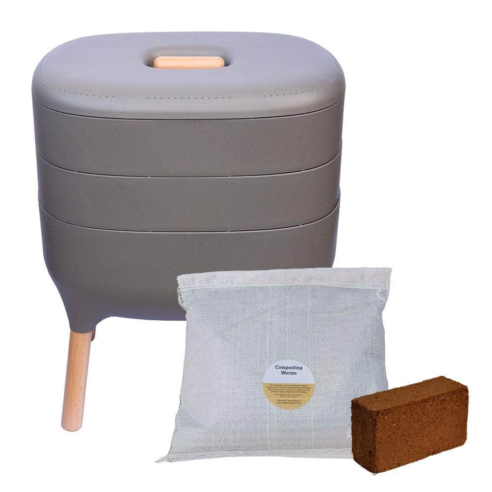 Wiggly Urbalive Worm Composter Wormery - 20 Litre - Starter Kit With 500g Composting Worms / Stone