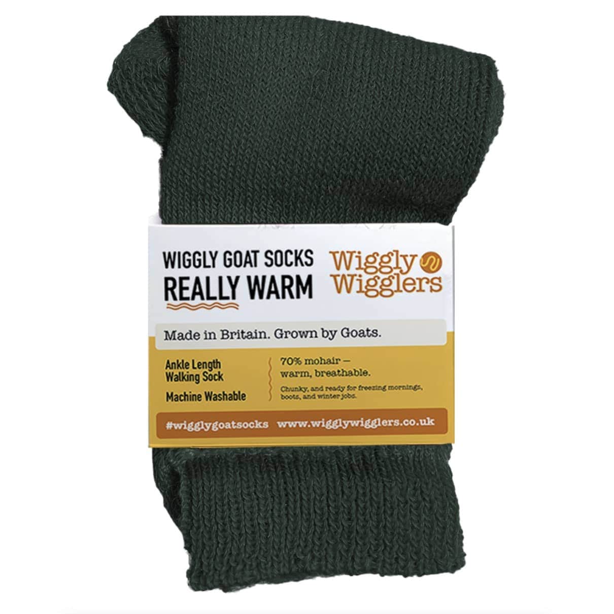 Wiggly Goats Socks - Really Warm - Welly Green