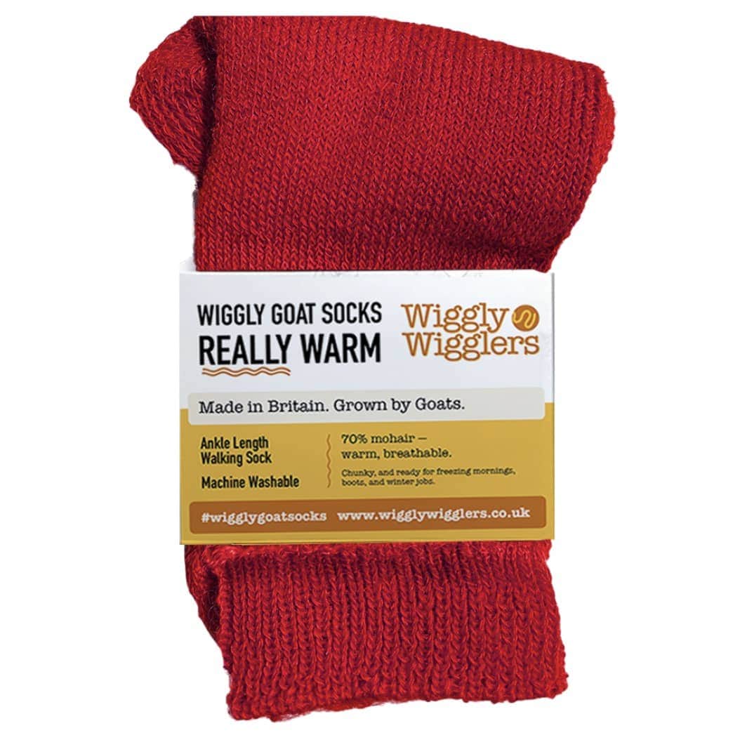 Wiggly Goats Socks - Really Warm - Barn Door Red