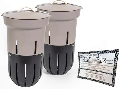 In-Ground Worm Farm Complete Kit – Turn Kitchen Waste into Living Soil (Raised Beds & Gardens) With 250g VOUCHER / TAUPE / Double Pack *BEST VALUE*