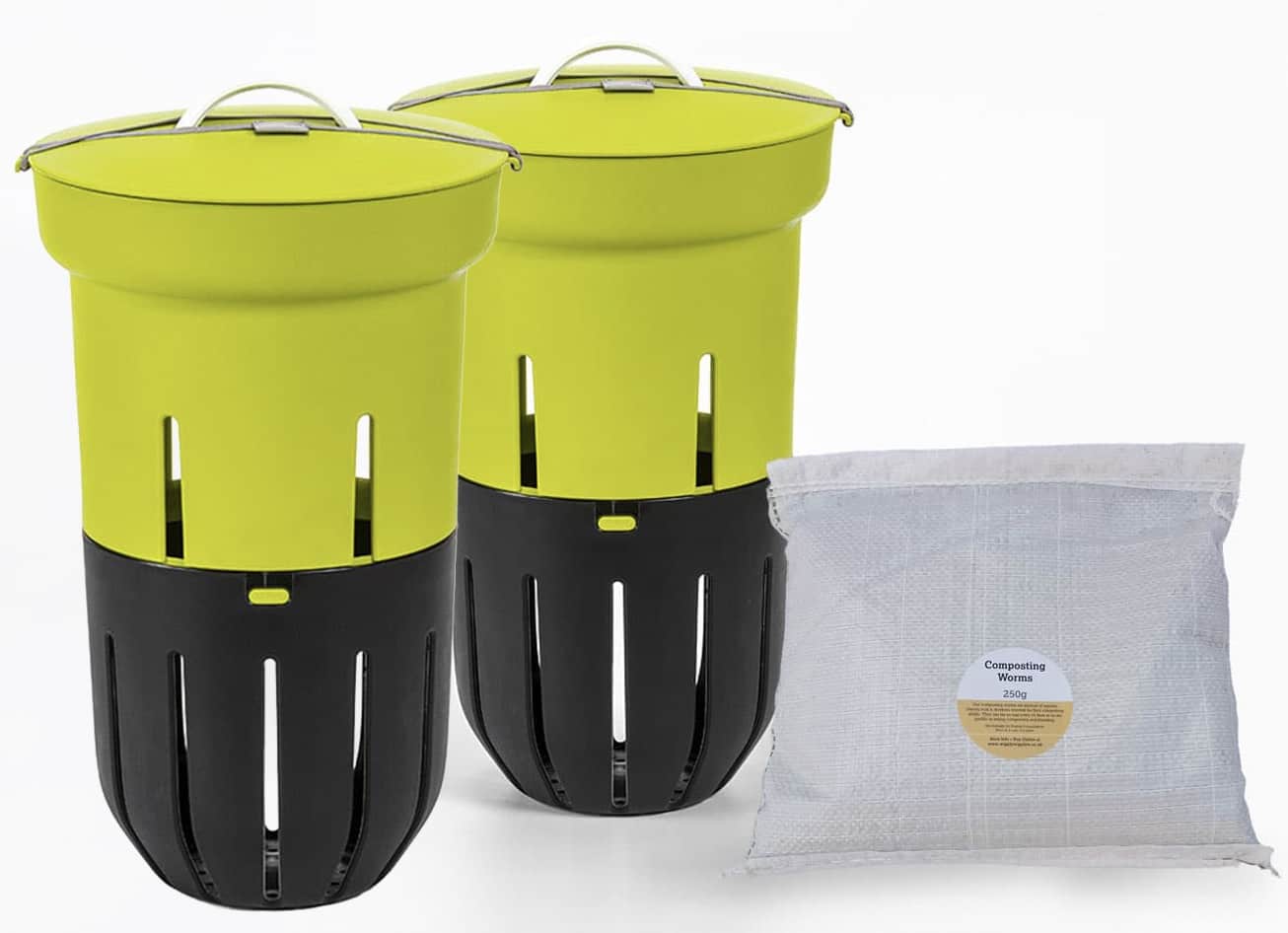 In-Ground Worm Farm Complete Kit – Turn Kitchen Waste into Living Soil (Raised Beds & Gardens) With 250g Composting Worms / GREEN / Double Pack *BEST VALUE*