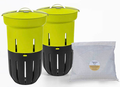 In-Ground Worm Farm Complete Kit – Turn Kitchen Waste into Living Soil (Raised Beds & Gardens) With 250g Composting Worms / GREEN / Double Pack *BEST VALUE*