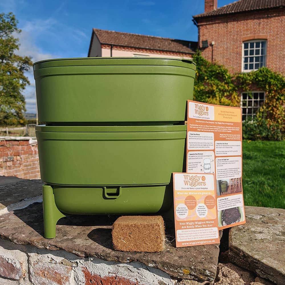 Compact Worm Farm from Wiggly Wigglers - Starter Kit With Worm Voucher / Green