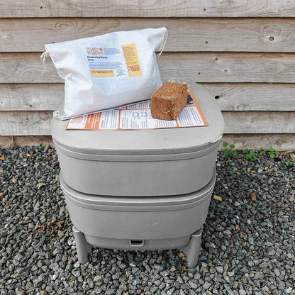 Compact Worm Farm from Wiggly Wigglers - Starter Kit With 250g Composting Worms / Grey