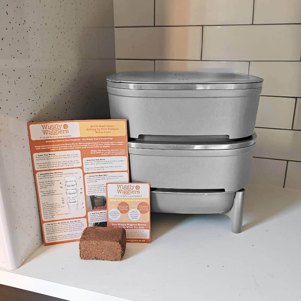 Compact Worm Farm from Wiggly Wigglers - Starter Kit With Worm Voucher / Grey