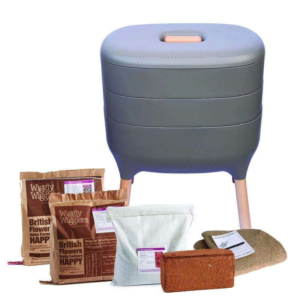 Urbalive Worm Composter Wormery From Wiggly Wigglers - 20 Litre Stone | Unit + Starter Pack - KITCHEN GARDEN OFFER
