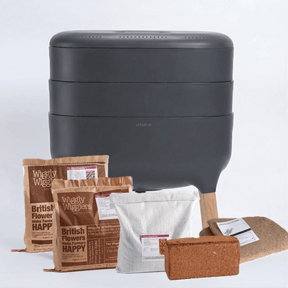 Wiggly Urbalive Worm Composter Wormery - Complete Kit ANTHRACITE *NEW* / Start Now (Includes 500g Composting Worms)